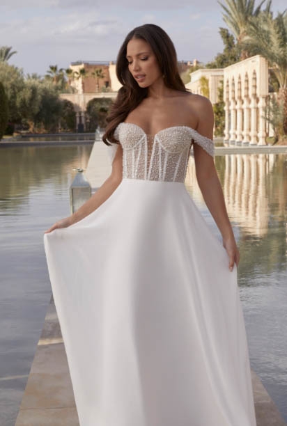 Model wearing a A-Line gown